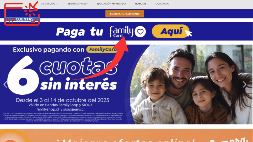 Pago de la tarjeta Family Card sin clave con RUT