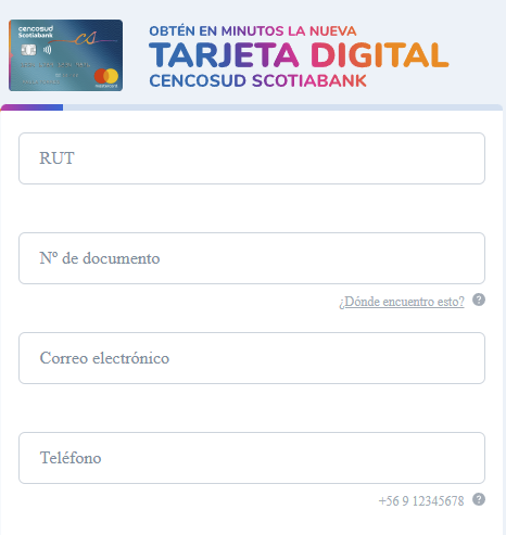 Formulario para solicitar tarjeta Cencosud online