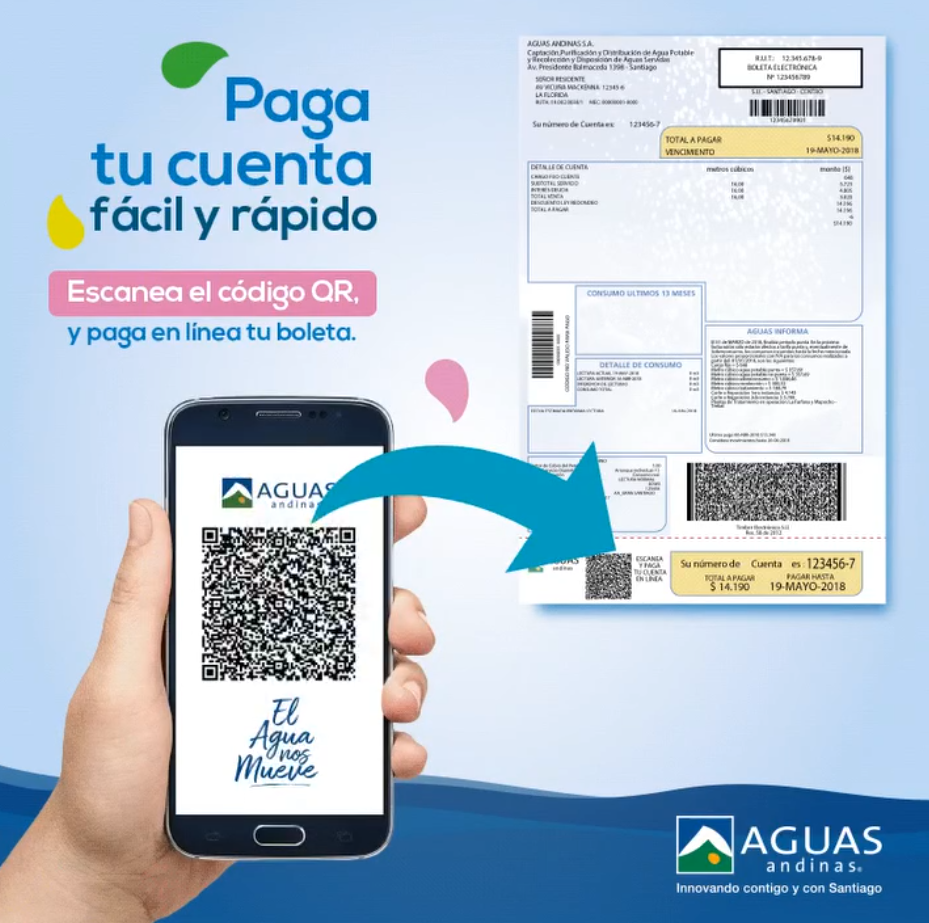 Pagar boleta Aguas Andinas con código QR