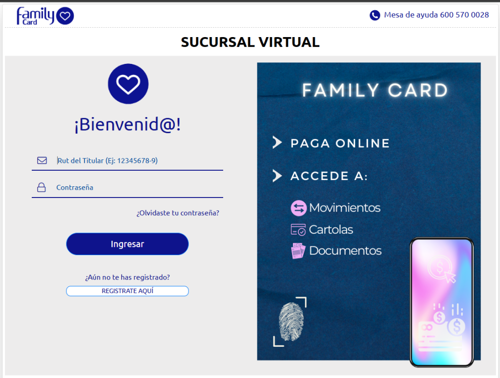 Acceso Mi sucursal Virtual Familycard